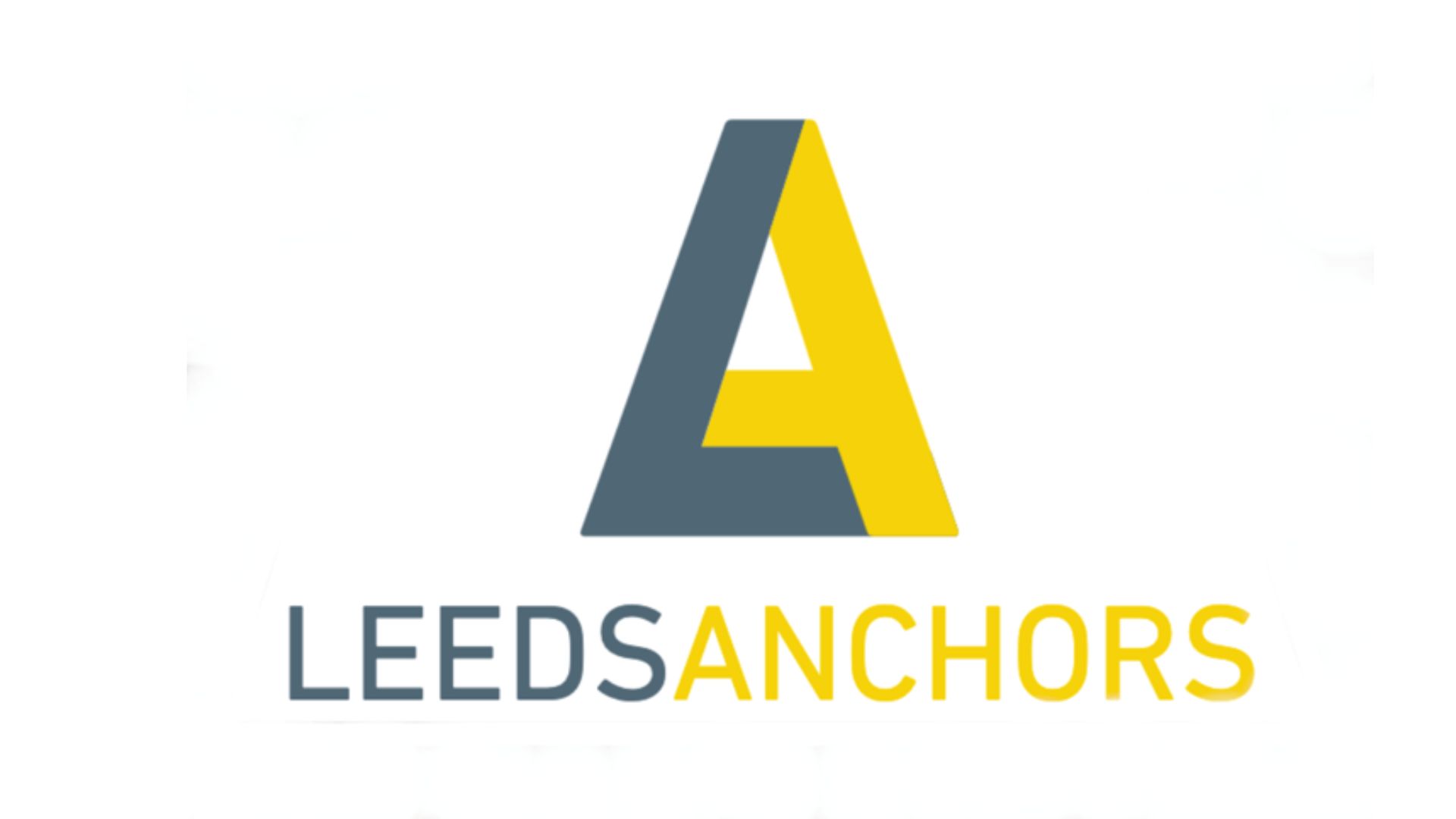 The Leeds Anchors logo - yellow and grey with the L and A merging to form a triangle
