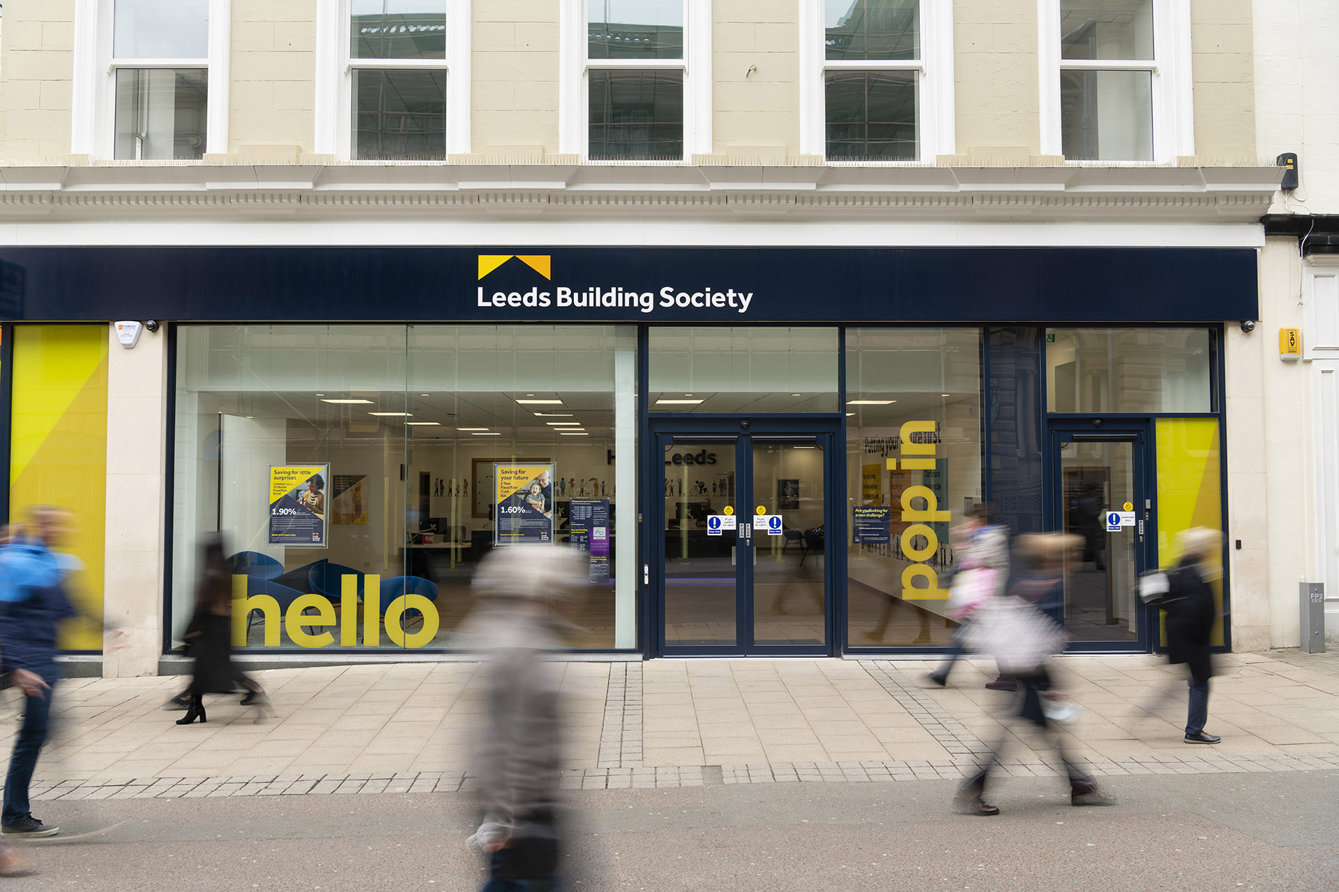 Photo of a Leeds Building Society branch in a busy high street