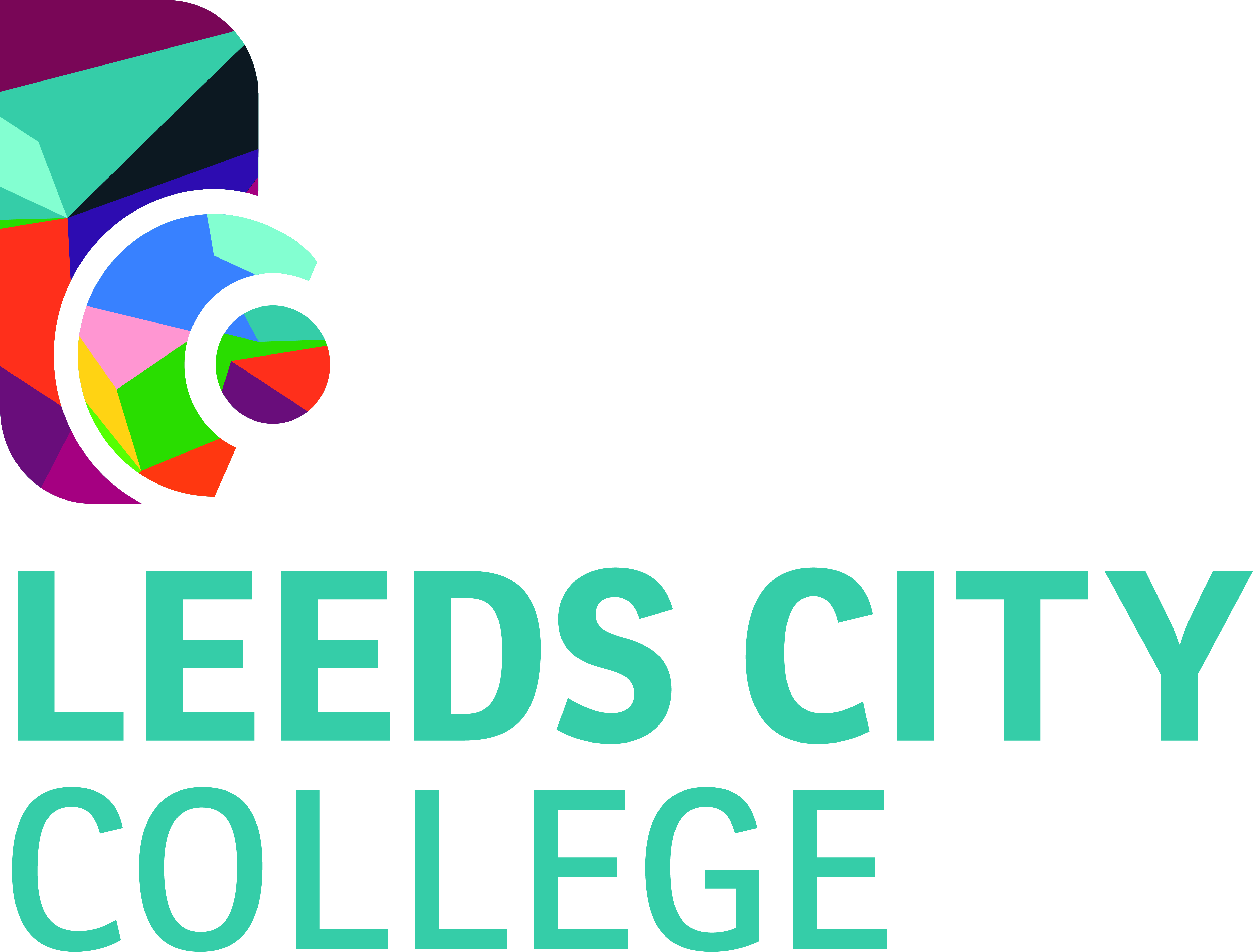 Leeds City College colour logo, text and image 