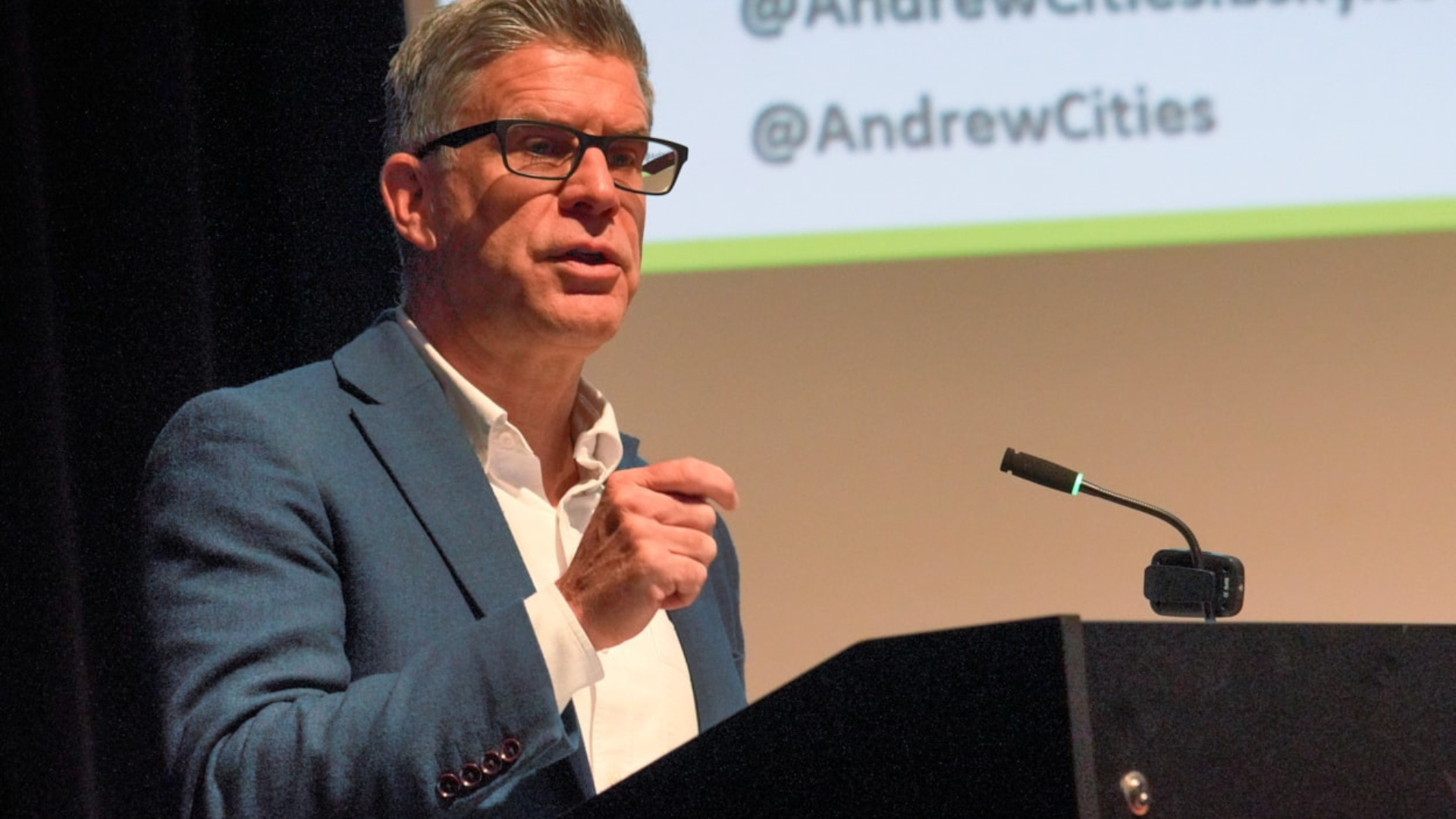 Andrew Carter giving keynote speech