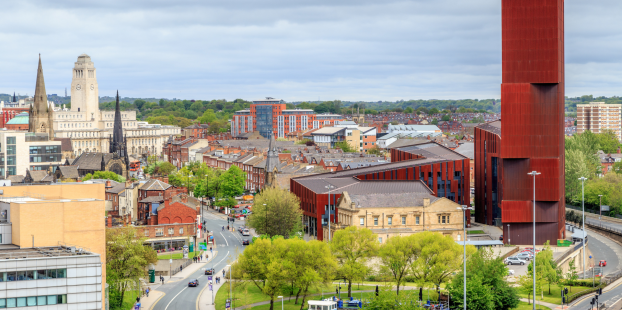 Leeds skyline, including Broadcasting Place and the Parkinson Building