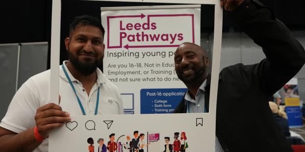 Image shows 2 people at the SEND next choices event 