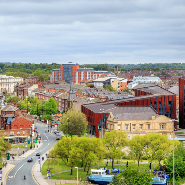 Leeds skyline, including Broadcasting Place and the Parkinson Building